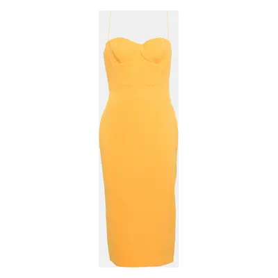 Alex Perry Orange Stretch Crepe Lee Midi Dress