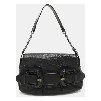 Fendi Black Textured Leather B Bis Shoulder Bag