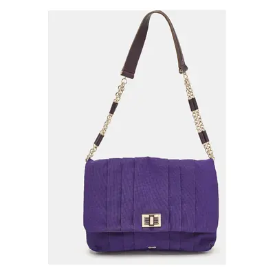 Anya Hindmarch Purple Canvas and Leather Gracie Shoulder Bag