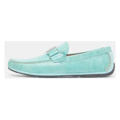 Salvatore Ferragamo Aqua Green Lizard Sardegna Loafers Size