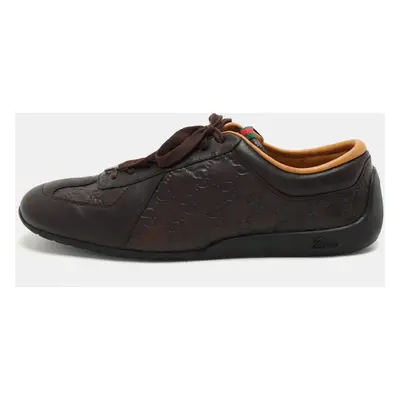 Gucci Brown Guccissima Leather Low Top Sneakers Size