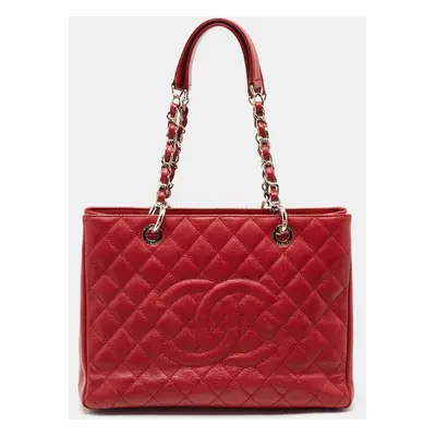 Chanel Red Quilted Caviar Leather GST Tote