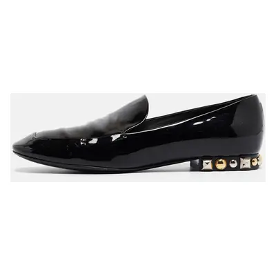 Louis Vuitton Black Patent Leather Studded Smoking Slipper Size 36.5