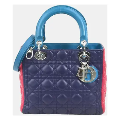 Dior Tricolour Leather Lady Dior Top Handle Bag