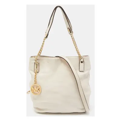 MICHAEL Michael Kors Off White Leather Charm Shoulder Bag