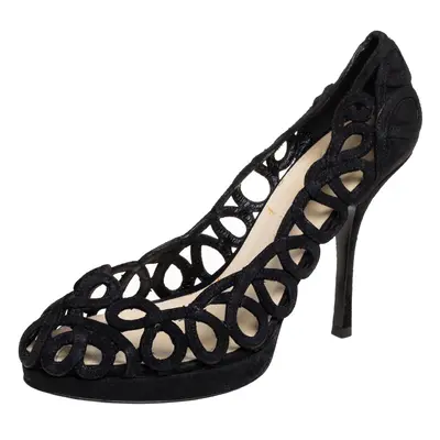 Prada Black Suede Cutout Pumps Size