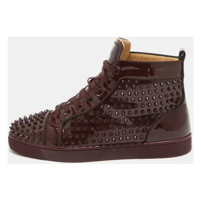 Christian Louboutin Burgundy Patent Leather Louis Spikes High Top Sneakers Size 43.5