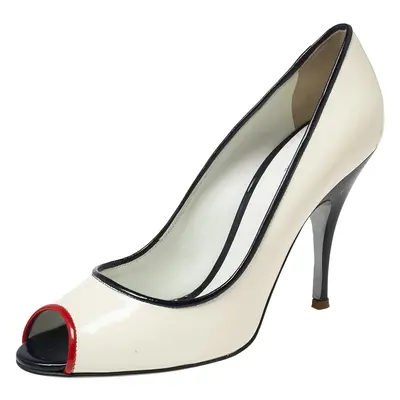 D&G White Patent Leather Peep Toe Pumps Size