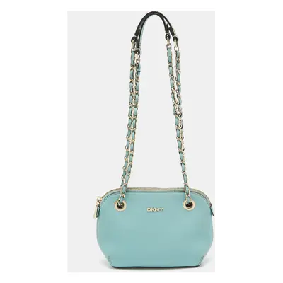 Dkny Blue Leather Chain Crossbody Bag