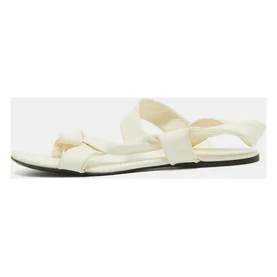 The Row Cream Leather Elastic Slingback Sandals Size