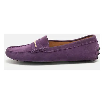 Tod's Purple Suede Embellished Loafers Size 38.5