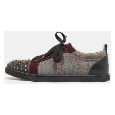 Christian Louboutin Tricolor Leather and Fabric Louis Junior Spikes Sneakers Size