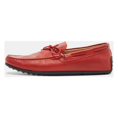 Tod's Red Leather Slip On Loafers Size