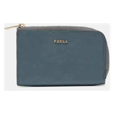 Furla Blue Leather Babylon Zip Around Key Case