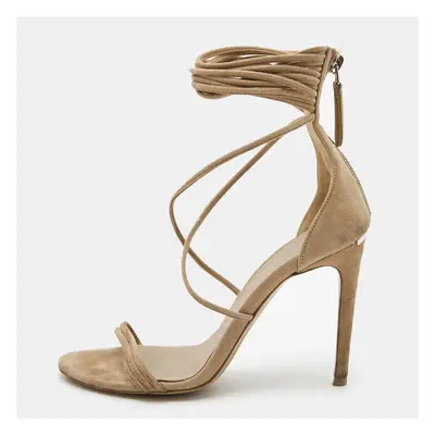 Burberry Beige Suede Strappy Open Toe Sandals Size