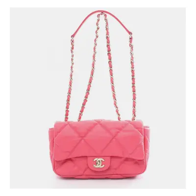 Chanel Pink Leather Matelasse Shoulder Bag