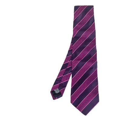 Boss By Hugo Boss Purple Striped Silk Tie