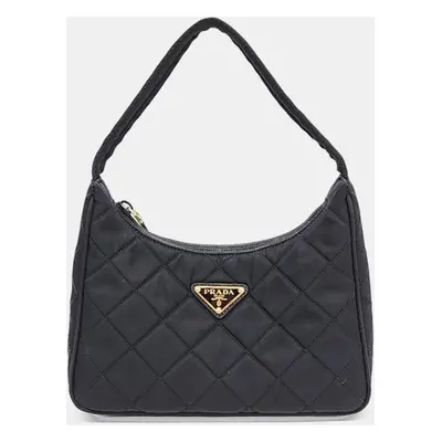 Prada Black Tessuto Nylon Impuntu Quilted Shoulder Bag