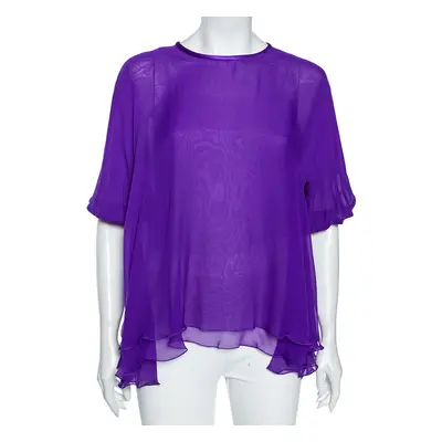 Dolce & Gabbana Purple Silk Chiffon Layered Top