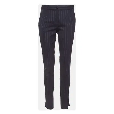 Dolce & Gabbana Navy Blue Pinstripe Wool Formal Trousers