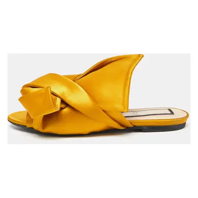 N°21 Mustard Satin Knot Flat Mules Size