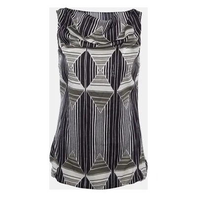 Just Cavalli Brown Printed Silk Sleeveless Top