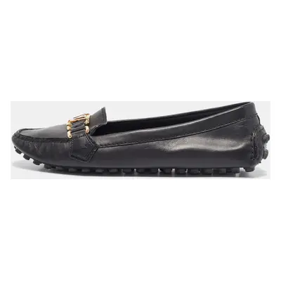 Louis Vuitton Black Leather Oxford Ballet Flats Size 38.5