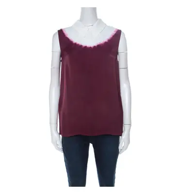 Miu Miu Burgundy White Ombre Coated Satin Sleeveless Top