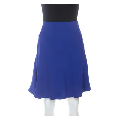 Elie Saab Blue Crepe Flared Skirt