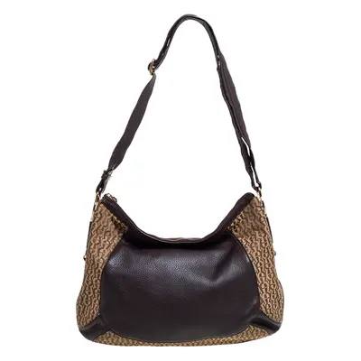 Aigner Brown/Beige Signature Canvas and Leather Hobo