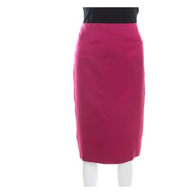 Escada Pink Silk Satin Slit Detail Pencil Skirt