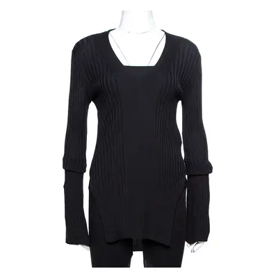 Stella McCartney Black Ribbed Knit Fitted Sweater