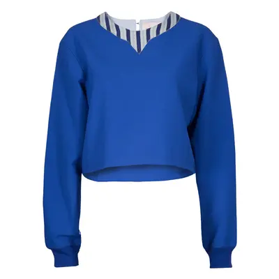 Roksanda Ilincic Blue Oversized Long Sleeve Crop Top