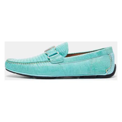 Salvatore Ferragamo Mint Green Lizard Sardegna Loafers Size