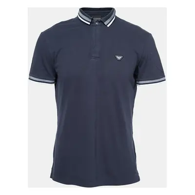 Emporio Armani Navy Blue Cotton Pique Polo T-Shirt