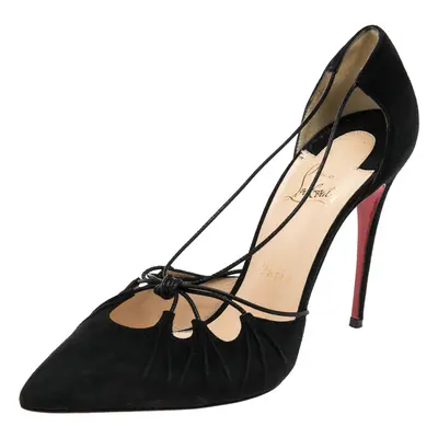 Christian Louboutin Black Suede Riri Pointed Toe Pumps Size 39.5