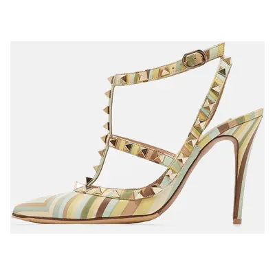 Valentino Multicolor Leather Rockstud Strappy Pointed Toe Pumps Size 36.5