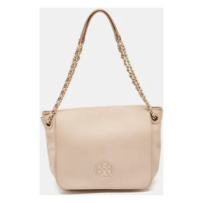 Tory Burch Peach Leather Marion Shoulder Bag