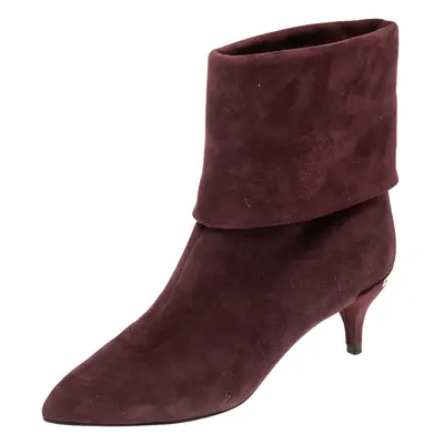 Louis Vuitton Burgundy Suede Fold Over Ankle Boots Size