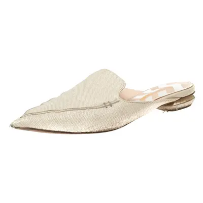 Nicholas Kirkwood Cream Raffia Pointed Toe Beya Flat Mule Sandals Size 40.5