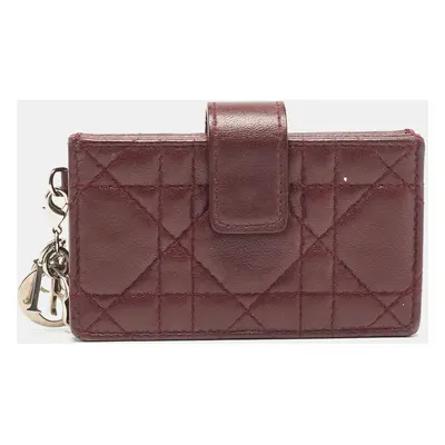 Dior Burgundy Cannage Leather Lady Dior Gusset Card Case