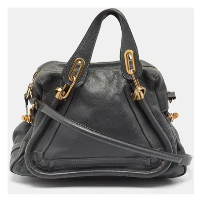 Chloe Dark Grey Leather Paraty Shoulder Bag