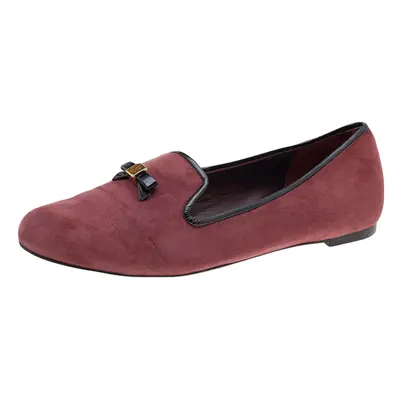 Tory Burch Burgundy Suede Smoking Slippers Size 38.5