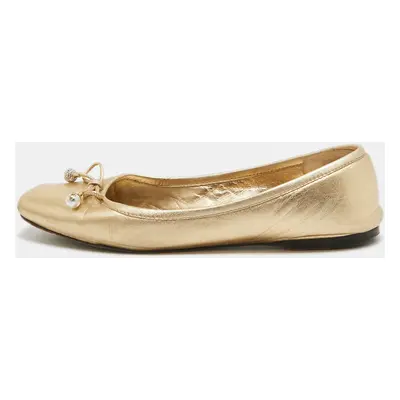 Jimmy Choo Gold Leather Ballet Flats Size