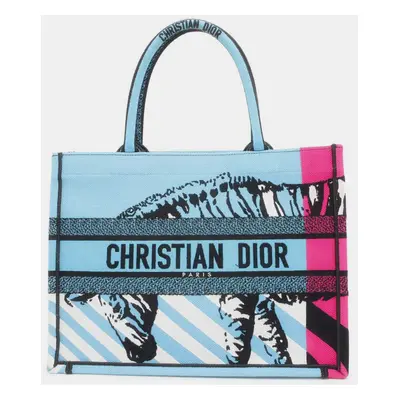 Dior Blue/Pink Canvas Book Tote D-Jungle Pop Size Medium