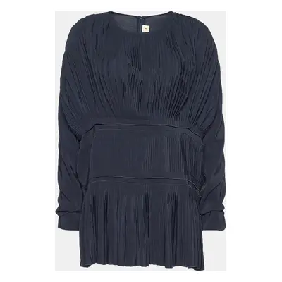 Marni Midnight Blue Silk Pleated Slouchy Top