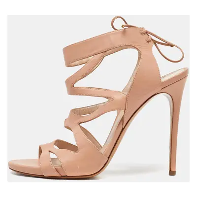 Casadei Beige Leather Open Toe Strappy Sandals Size