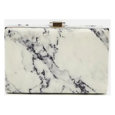 Balenciaga Off White/Black Marble Leather Le Dix Minaudiere Box Clutch