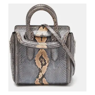 Alexander McQueen Metallic Grey Python Mini Heroine Bag