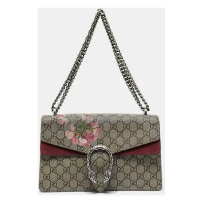 Gucci Pink/Beige GG Supreme Blooms Canvas Small Dionysus Shoulder Bag